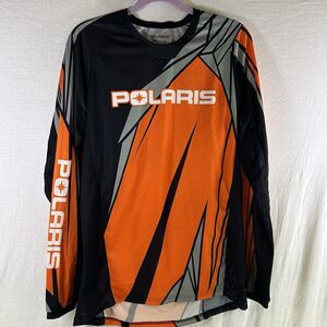 Polaris Jersey Mens M Long Sleeve Off Road ATV Motocross Shirt Racing MX Orange